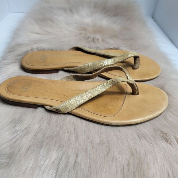 Ugg Women Allaria Ii Metallic Braid Flip Flops Size 8 - Picture 3 of 9